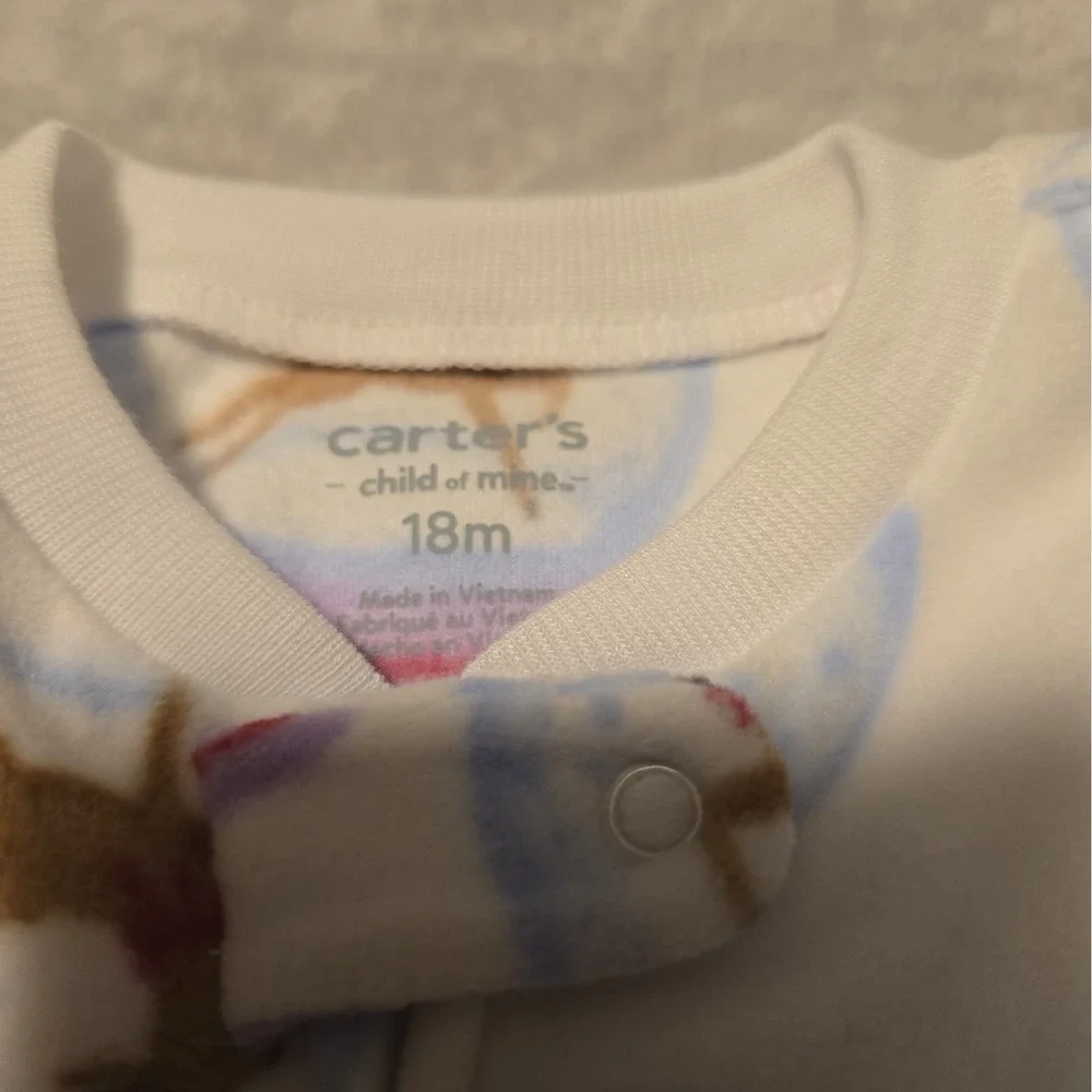 Carter's Baby Girls Cute Snowglobe Cozy Soft Fleece Long Sleeve PJs White 18 mos